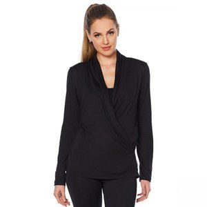 NWT Copper Fit Restore Mock Wrap Top XL Black